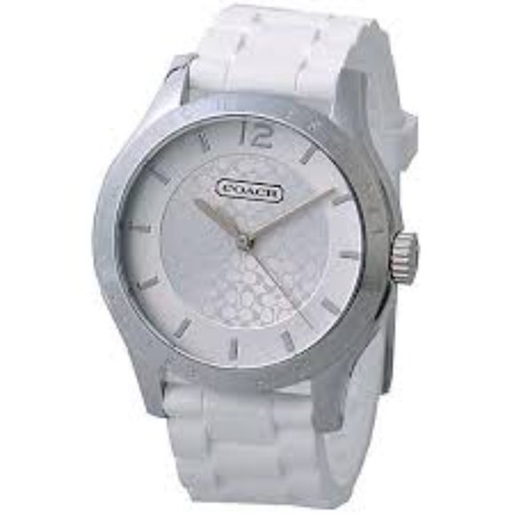 Coach Accessories - Coach Maddy Silvertone & White Silicone Watch